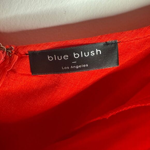 Blue Blush Tomato Red Cold Shoulder Ruffle Romper w/ pockets Sm / Medium Outfit - Picture 6 of 8